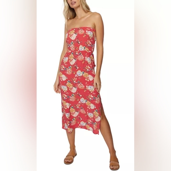 O'Neill Red Kai Floral Print Midi Dress Small NWT (5952) - Picture 1 of 8